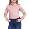 Girls Cute Tops Spring  High Neck Solid Long Sleeve Round Neck Top Party Birthday School Sweaters