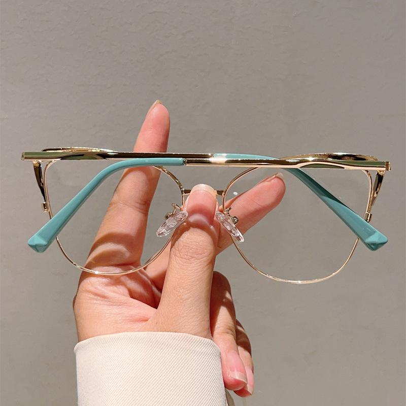 New Black Cat Eye Computer Glasses Metal Frame Women Men Anti Blue Light Round Eyewear Blocking Optical Spectacle Eyeglasses