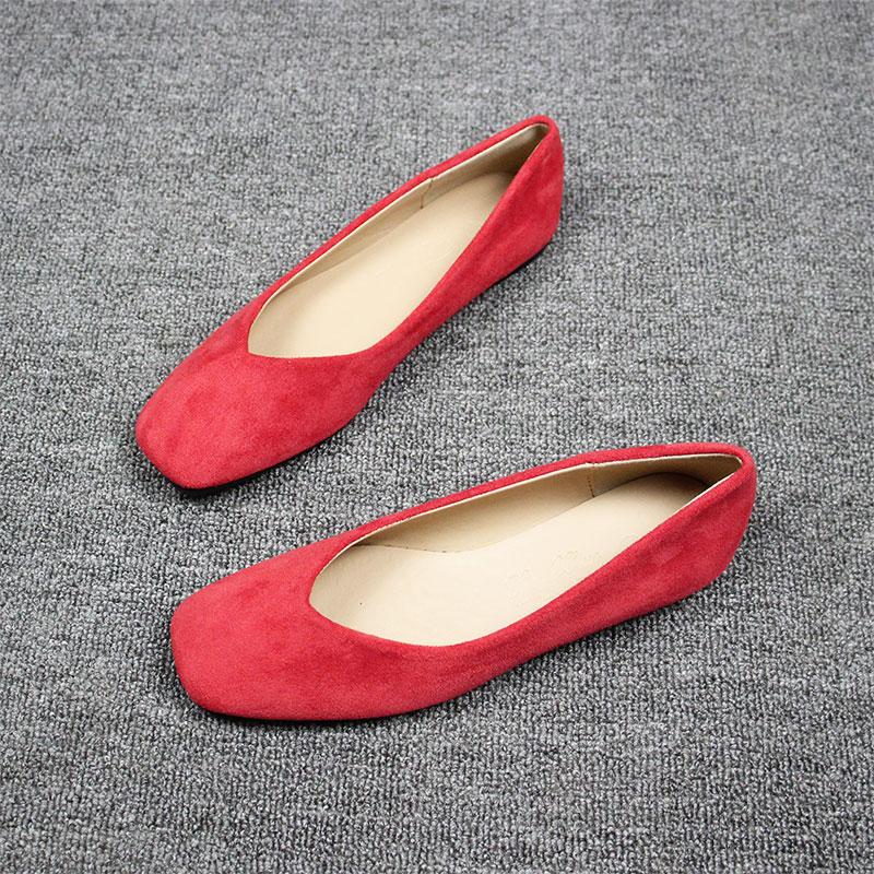 Fashion Flat Shoes for Women 2025 Spring Autumn Solid Square Toe Black Women's Shoes Large Size 43-44 Small Size 31-32 Ladies Shoes