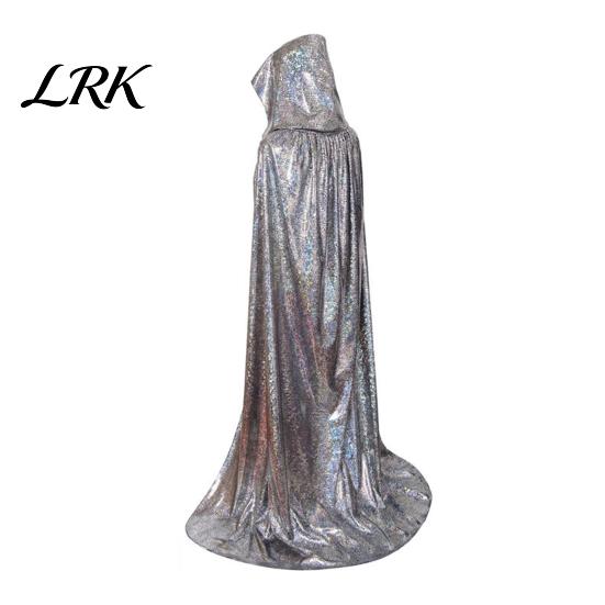 Shiny Fabric Hooded Cape Cape, Iridescent Full Length Cloak, Sparkly Unisex Lightweight Party Cloak for Halloween Masquerade Mardi Gras Costume Glossy