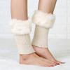 Toppere de iarnă pentru cizme din blană artificială și tricot pentru femei cu manșete tricotate confortabile