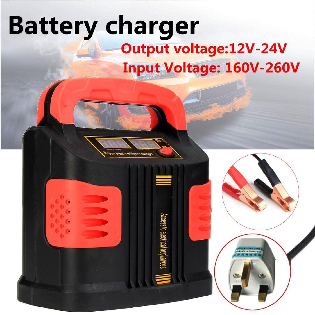 24V 200Ah Portable Electric Car Emergency Charger Booster Intelligent Pulse Repair Type ABS LCD 2 Modes Battery 350W