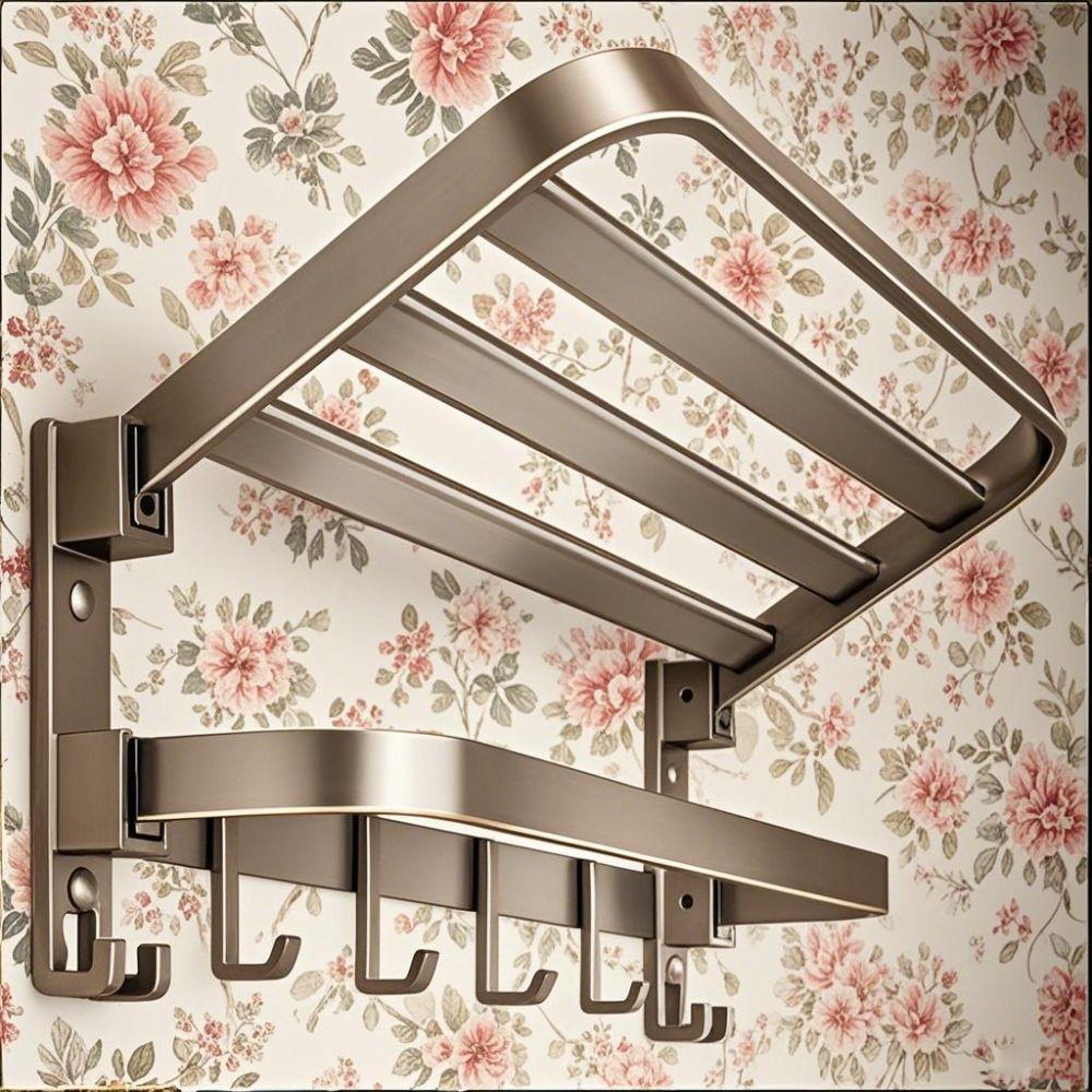Aluminum Zinc Zinc Alloy Towel Rack Gray Foldable Rack Towel Bar Wall Mounted Rack  Bathroom