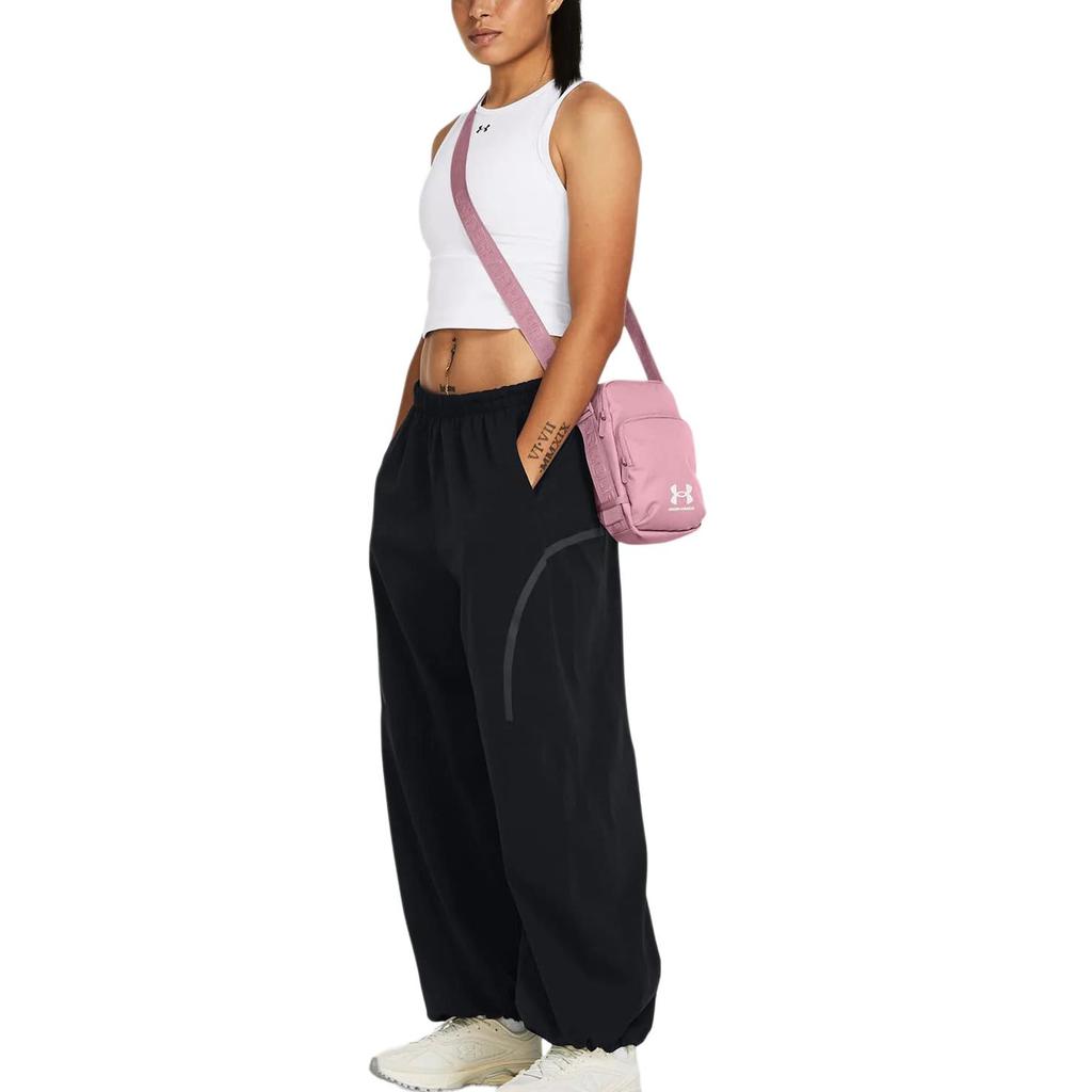 Under Armour Solid Color Elastic Waist Straight Leg Knit Sports Pants Women pants Black 1382740-001