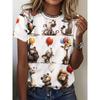2026 Neues Cartoon-Tier Ganzmuster 3D Digitaldruck Damen-T-Shirt Harajuku Freizeit Kurzarm Rundhals Damen-Oberteil