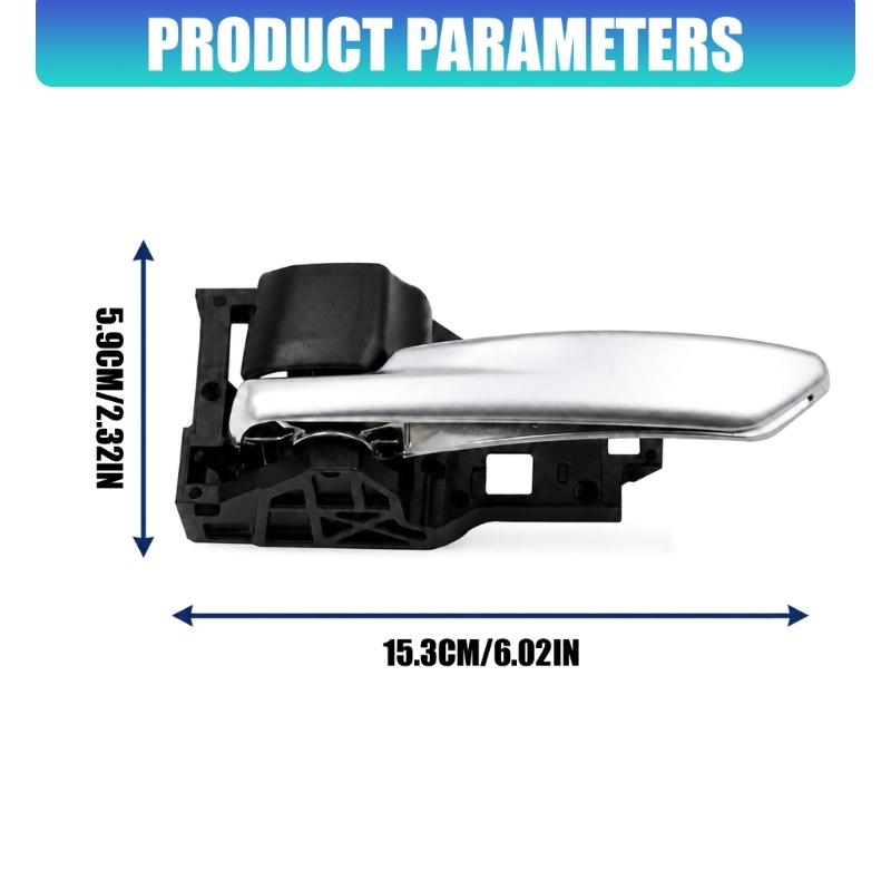 Clip-Mount Interior Door Handle Assembly 6920602380C0 for 2020-2024 Hiace with Silver Lever and Textured Black ABS Housing Frame