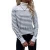 2024 Europejski i Amerykański Jesienno-Zimowy Nowy Pasiasty Damski Sweter z Wysokim Golfem Pasiasty Pulower Sweter Dzianinowy