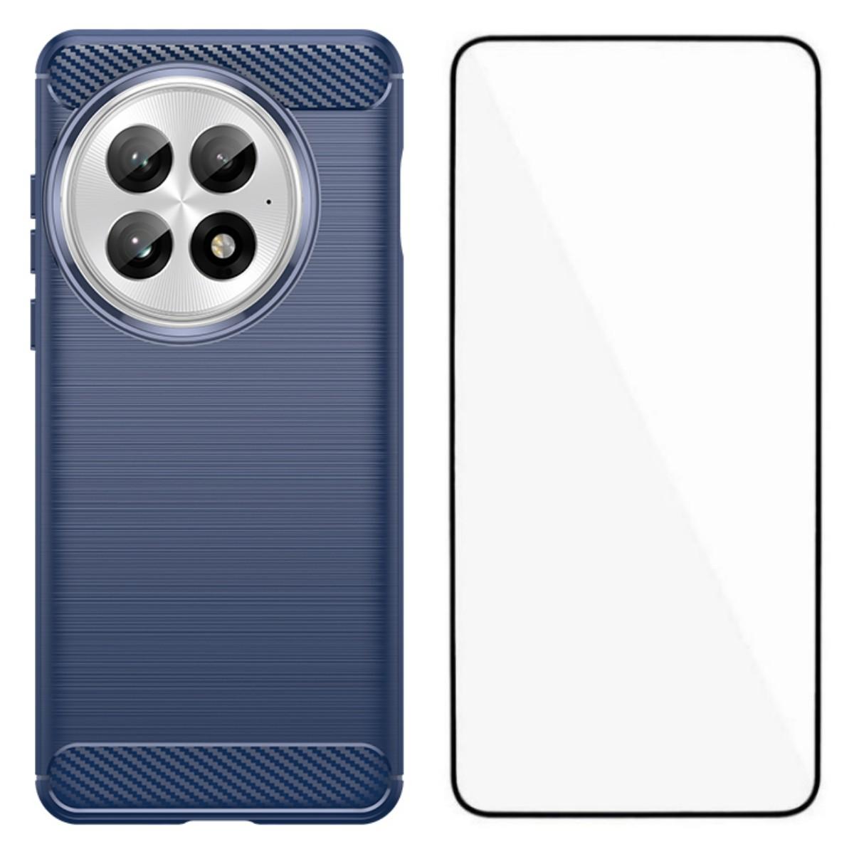 

Чехол для OnePlus 13 с защитной пленкой WANLONFENG Серия LS Большое отверстие для объектива Матовая текстура ТПУ Чехол для телефона Blue