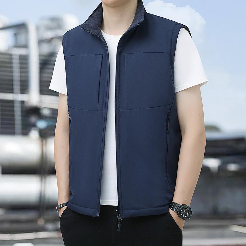 

Новый плюшевый повседневный мужской жилет, куртка, для среднего и молодого возраста, на клипсах с лошадью, зимний теплый топ без рукавов S