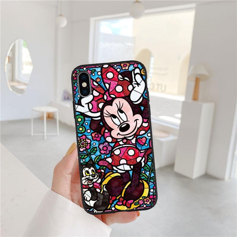 CJ77 Mickey Minnie Mouse Soft Shell Phone Case for iPhone 16 15 14 13 12 Pro Max Plus Mini