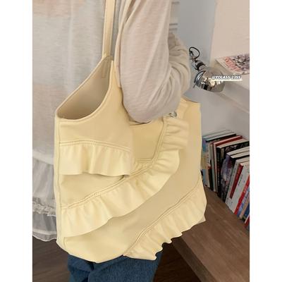 Κορεάτικη τσάντα μασχάλης μεγάλης χωρητικότητας γυναικεία 2025 νέα απλή τσάντα tote με δαντέλα σε σχήμα τούρτας μοντέρνα τσάντα ώμου