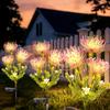 Solar Garden Lights Outdoor 3-Heads Realistic Flower Solar Stake Lights Auto On/Off Decorative Lamp for Yard Patio Lawn Pathway