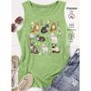 Elegant Vest for Women Multi-pattern cat and floral print casual loose summer tank top Fashionable and soothing cute pet-themed tops for commuting,