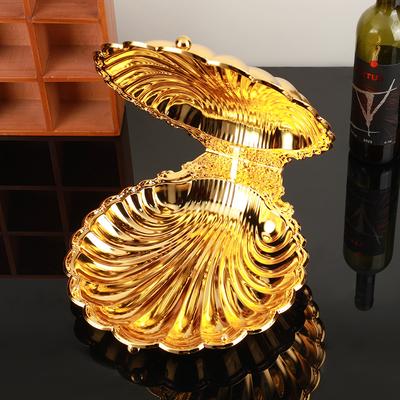 Kreative Muschelform Süßigkeitenbox, Goldene durchbrochene Zinklegierung Obstschale, Leichter Luxus Retro Heimdeko Servierschale