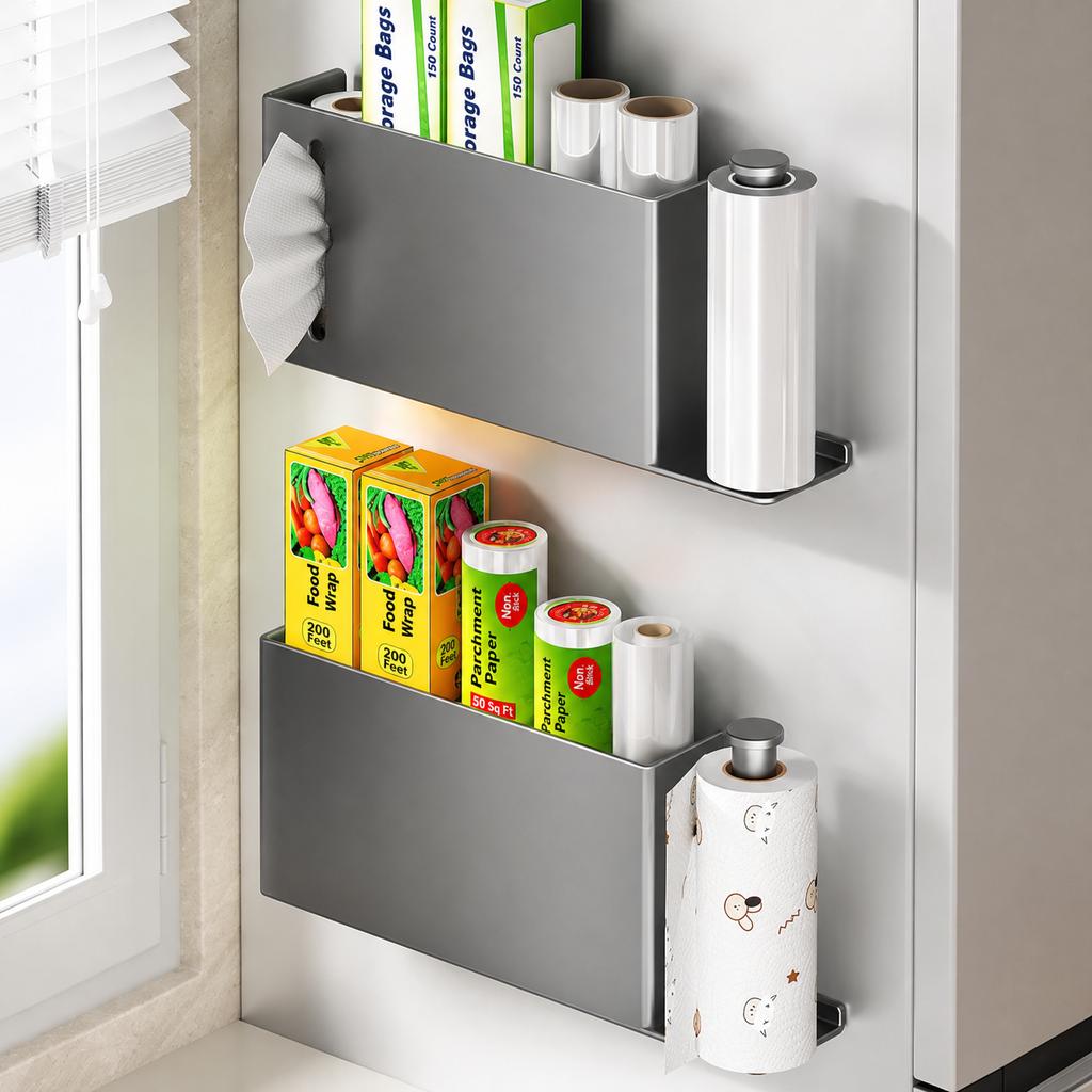 Kitchen Storage Rack Organizer Wall-Mounted Modern Minimalist Carbon Steel Under-Cabinet Rectangular