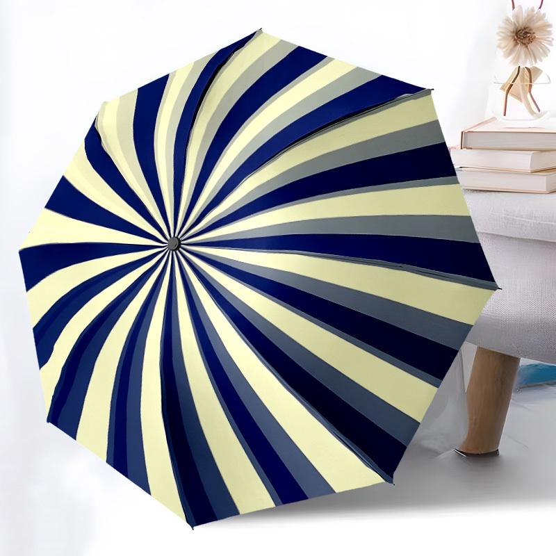 1pc Nautical Stripes Automatic Folding Umbrella - 8-Rib Compact Travel Umbrella Durable & Portable for Outdoor Use, Perfect Gift141