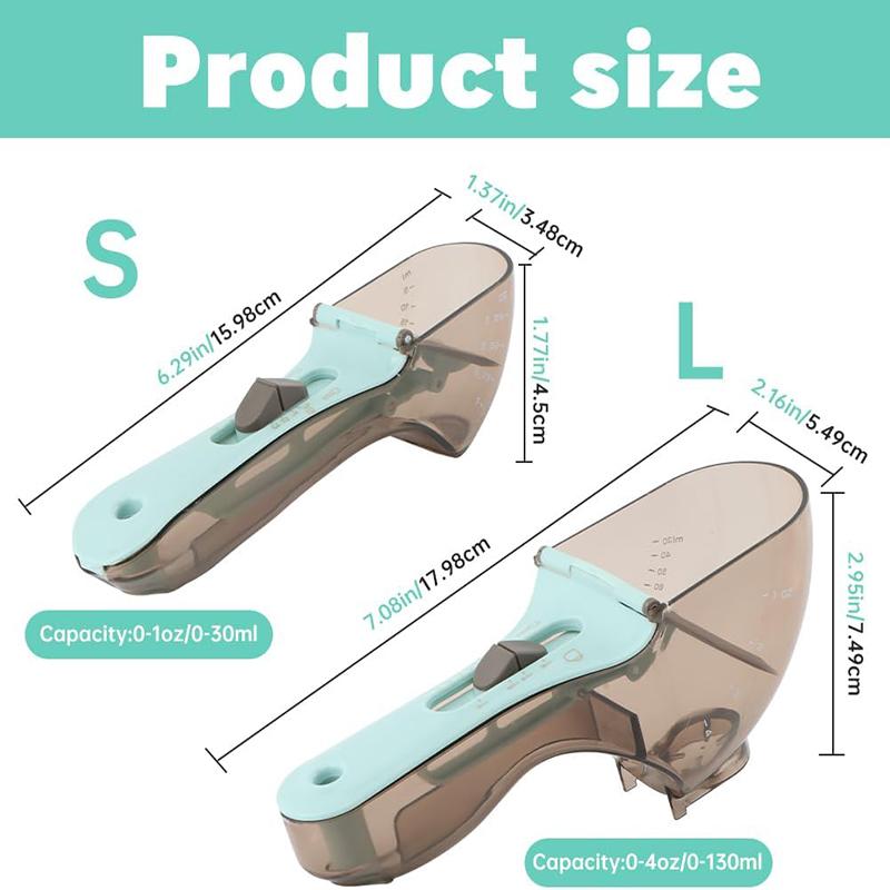 Adjustable Measuring Cup and Measuring Spoon Measuring Cup with Handle Measuring Spoon For Dry and Liquid Baking Kitchen Tool