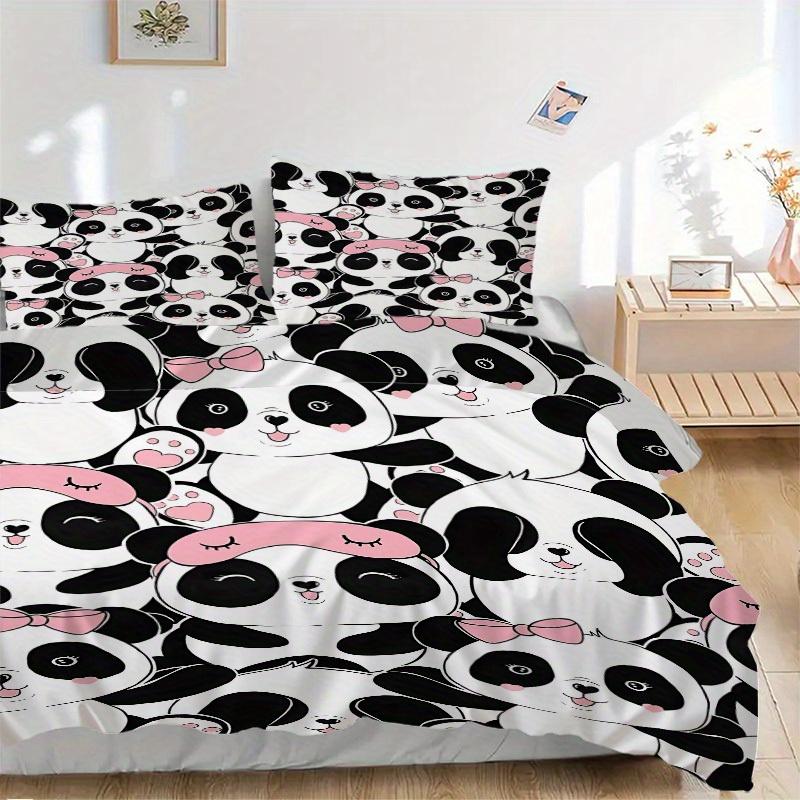 

3pcs Panda, Cute Bedding Set, Breathable and Soft, Suitable for Bedroom Decor (1*Duvet Cover + 1/2*Pillowcases, No Core) yy250821127 135x200cm