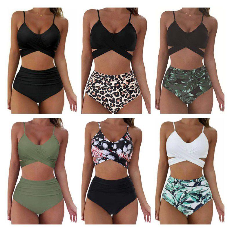 Women Swimwear Bikini Swimsuit Bathing Suit High Waist Sexy Cross Body Beach