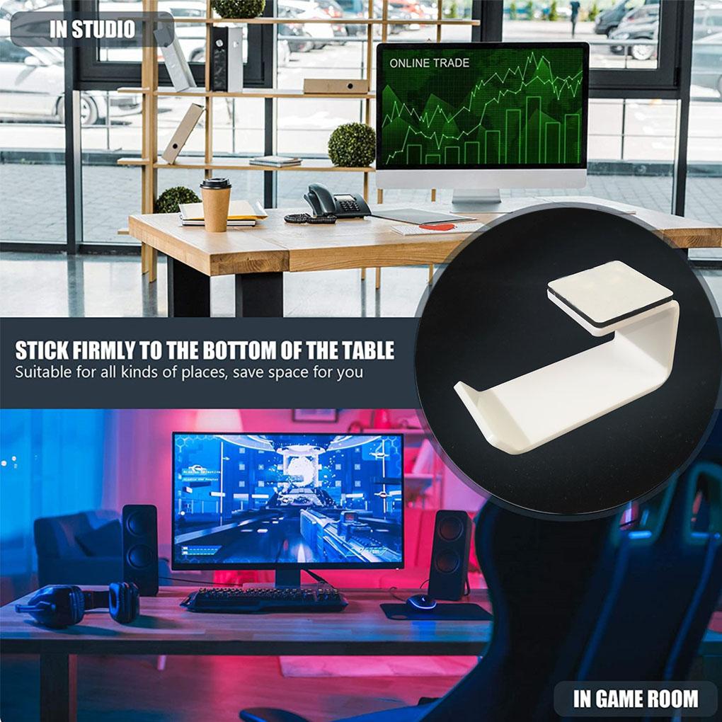 Headphone Hanger Acrylic Under Desk Mount Headset Display Stand Dorm Hotel Home Living Room Organizer Hook Support