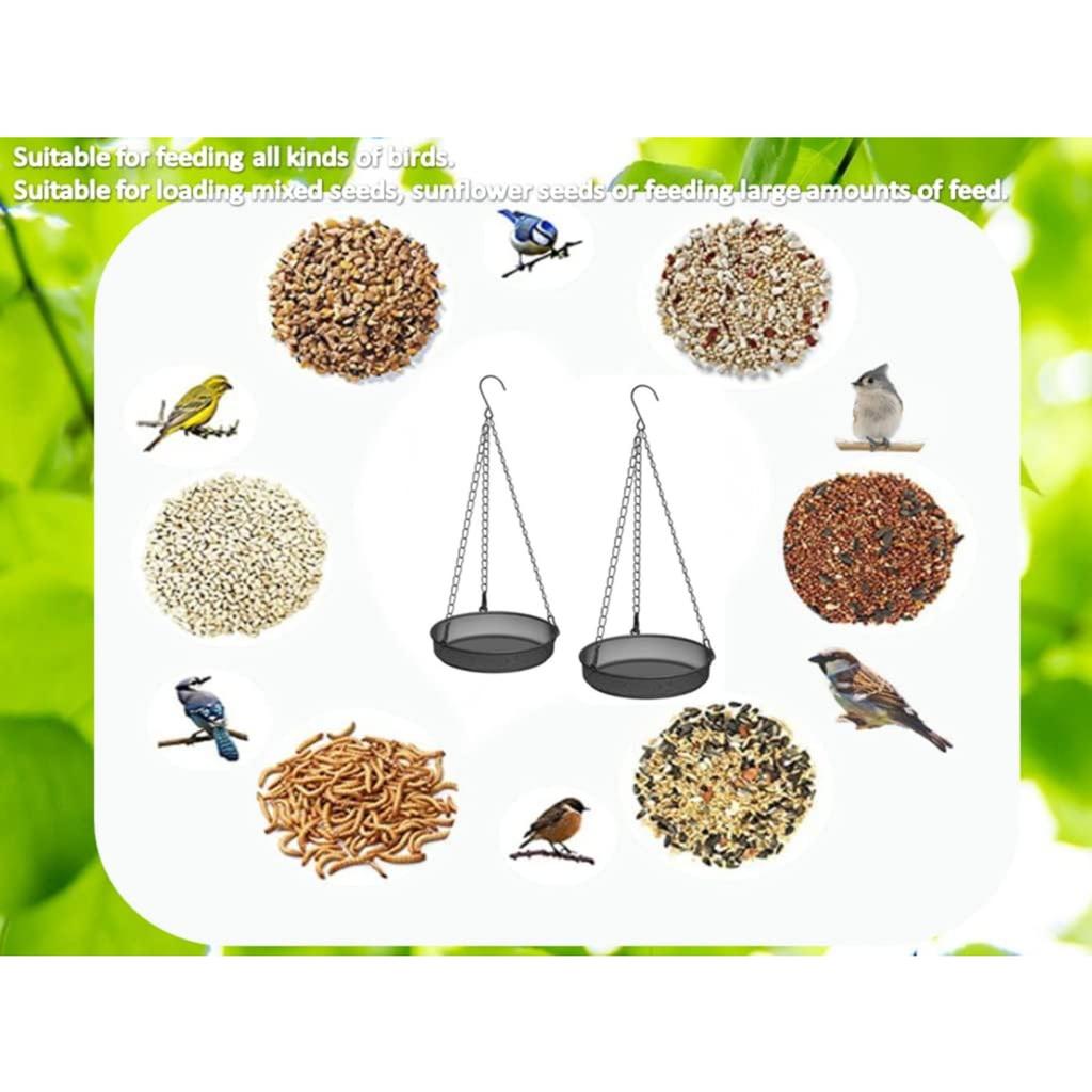 2 Piece Hanging Bird Feeder with Tray,Metal Mesh Hanging Bird Feeders for Large Bird,Outdoor Bird Feeder Platform Hanging Tray,for Outdoor