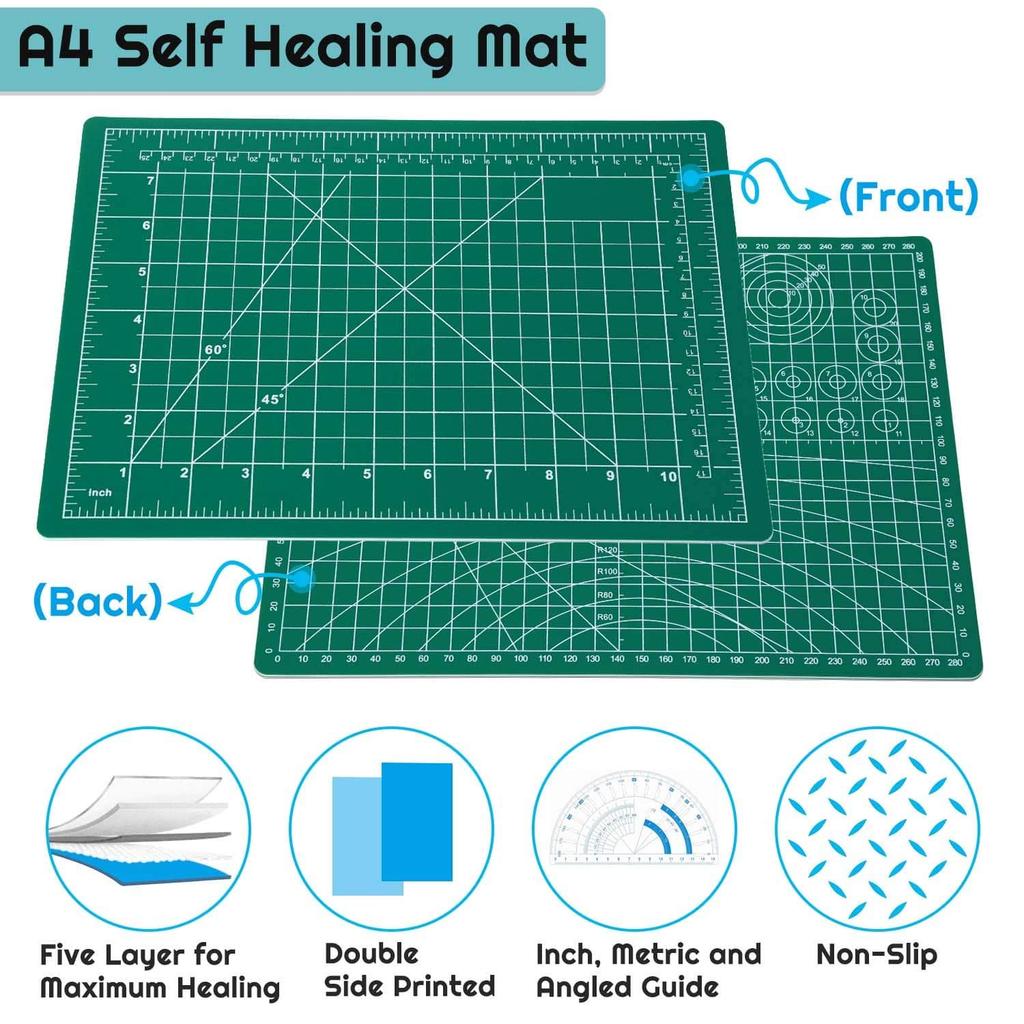 Self-Healing Double-Sided Cutting Mat,5-Ply PVC with Grids for Rotary Cutting,Sewing,Quilting & Crafts