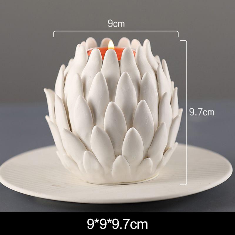 Chinese Lotus Candlestick Ceramic Decoration Home Livingroom Table Candle Holder Ornaments Homestay Hotel Furnishing Accessories