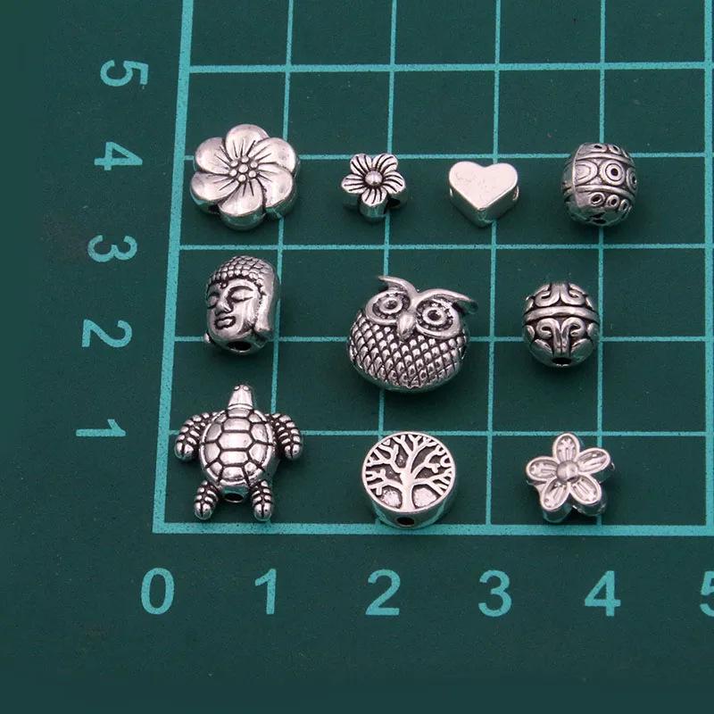 DIY Alloy Beads: 10 Styles of Animal, Turtle, Plant, Flower, and Heart Connectors for Bracelets