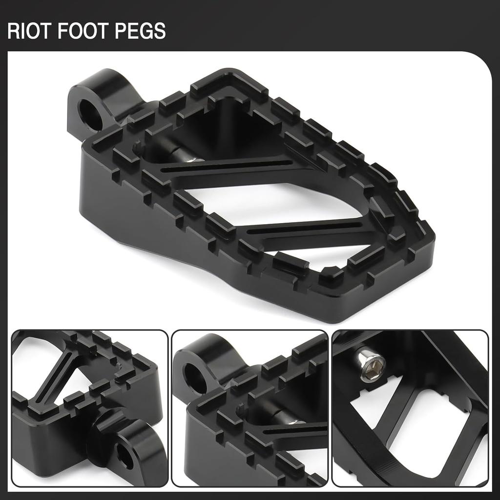 Motorcycle Foot Pegs Riot-Style Footrest Male Mount Pedals for Harley Dyna Low Rider Street Bob Sportster 883 Touring Road King Street Glide (Black)