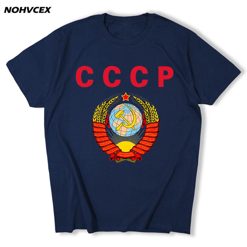 Cccp T Shirts Men Ussr Soviet Union Man Short Sleeve Moscow Russia Tees Cotton O Neck