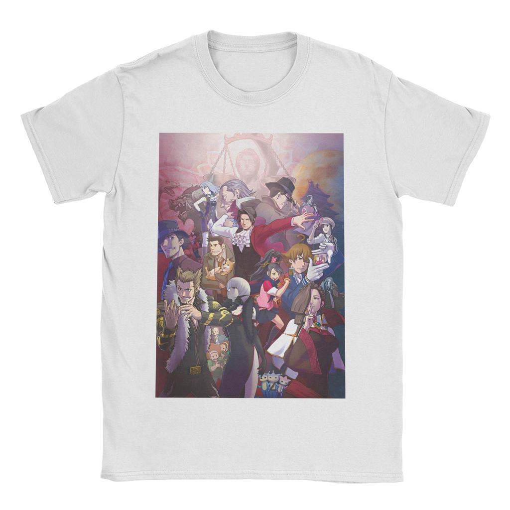 Ace Attorney Videospiel Phoenix Wright T-Shirts für Männer Frauen Vintage Reines Baumwoll-T-Shirt O-Ausschnitt Kurzarm T-Shirts Tops