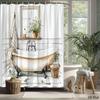 Rustikaler Duschvorhang für Badewanne Vintage-Klauefußwanne und Fliesendesign Polyester-Badvorhang mit 12 Haken für gemütliche Dekoration