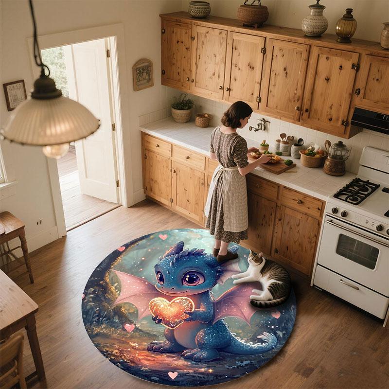 Runder Teppich mit Drachenmuster, Teppich für Wohnzimmer, Schlafzimmer, Spielzimmer, Rutschfeste Bodenmatte, Feiertagsgeschenke und Geburtstagsgeschenke.