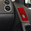For Volkswagen Tiguan Red Carbon Fiber Interior Front Door Control Cover Trim