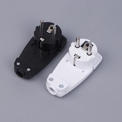 Extra flacher Stecker 250 V (16 A) Weißer Steckdosenadapter mit Klappgriff und Kabelknickschutz, europäischer Standard