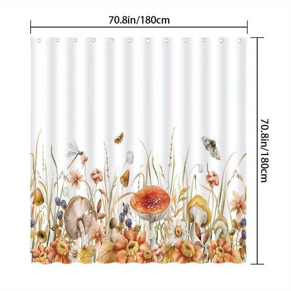 

Featuring Mushrooms, Butterflies, Wildflowers, Lush Greenery, And Serene Waterfall For Nature-Inspired Bathroom Decor W60H190(CM)-1 Pcs