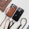 Crossbody Wrist Strap with Card Holder Phone Case for IPhone 16E 16 15 14 Plus 13 12 11 8 7 Pro Max XS Leather Ring Stand Cover