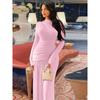 Women's Summer New Product Fashion Temperament Slim Pleated Zipper Crew Neck Long-sleeved Dress