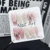 Handmade Cat Eye Nail Tips With 3D Rose Floral Design Medium To Long Length Press-On Nails Women