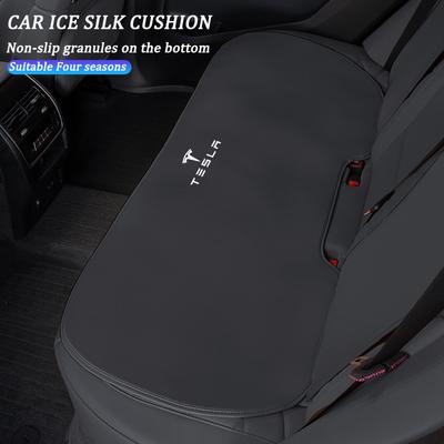 Car Lce Silk Cushion Seat Cover Protector Front Rear Mat Seat Backrest Pad For Model 3 Y S X Cybertruck Juguete Highland