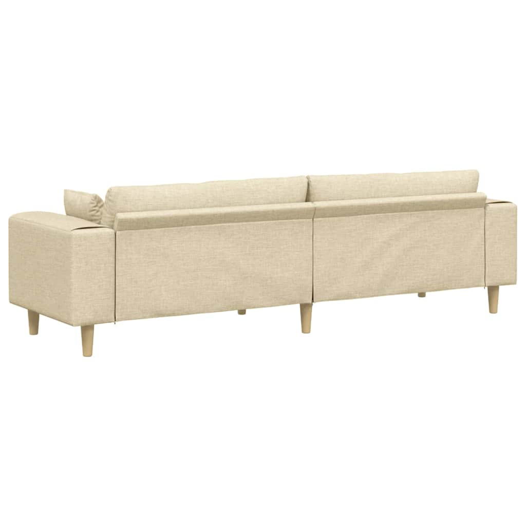 Cream Sofa with Cushions 250 x 77 x 76 cm Fabric