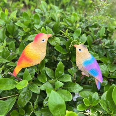 2Pcs Cute Garden Bird Decorative Stakes Resin Crafts Weatherproof Simulation Birds Figurine Lifelike Mini Bird Sculpture
