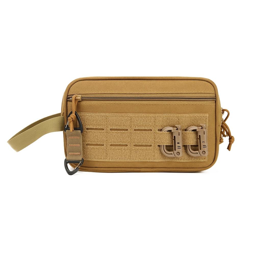 Waterproof Tactical Molle Admin Pouch with Carabiner and Keychain Laser Cut EDC Modular Horizontal Utility Tool Pouch Bag