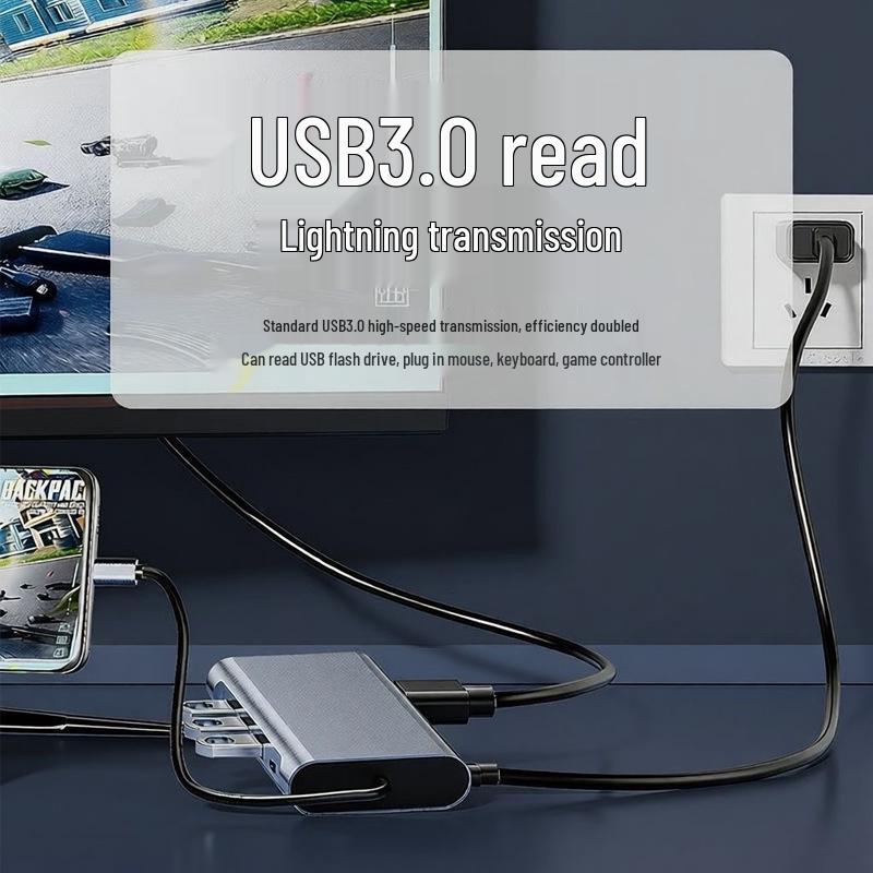 11-in-1 USB-C Docking Station: HDMI, Card Reader, VGA, Ethernet, Screen Mirroring for Laptops and Phones
