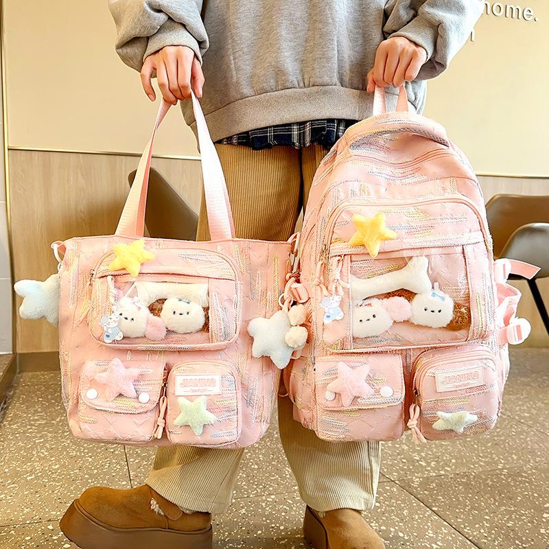 Schoolbags for Children Elementary School Students  Girls  Junior High School Students  Cute Letter Pain Bags  Backpacks