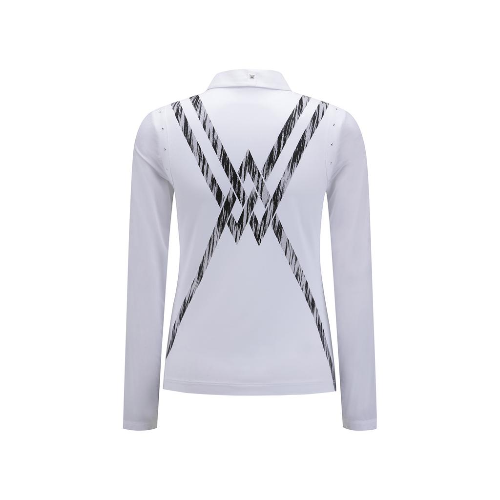 ANEW GOLF Women Signature Logo Hybrid Long T-Shirt_Wh