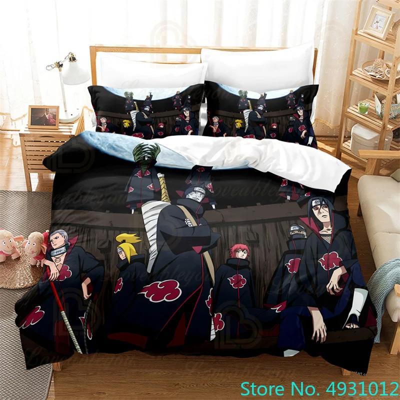 Kids Uzumaki Naruto Uchiha Sasuke Bedding Set Duvet Cover Quilt Cover Pillowcase Double King Size Bedroom Bed Cover Decoration