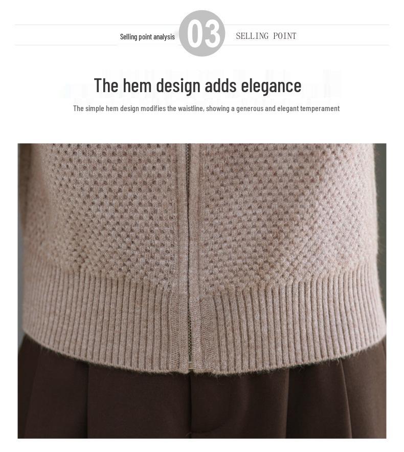 Damski dzianinowy kardigan rozpinany na zamek, kolekcja Jesień 2025