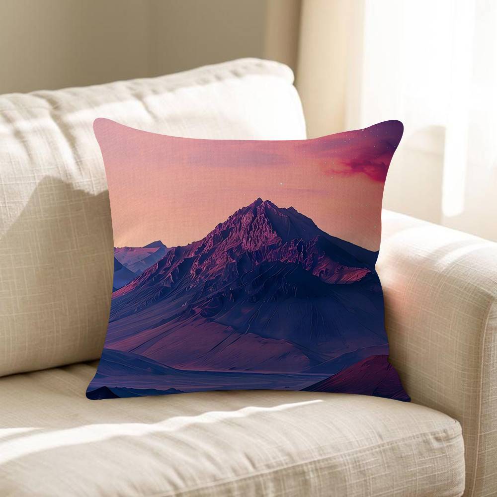 Pink Sunset Mountain Cushion Cover Pillowcase Upholstery Sofa Throw Pillow Home Decor Pillowcas