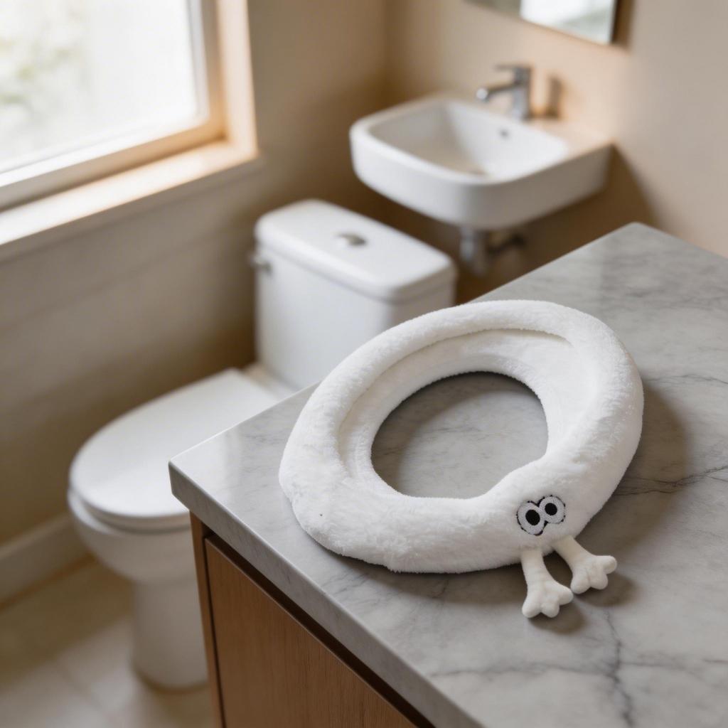 Velvet Toilet Seat Cover with Convenient Handle Perfect for Cold Months